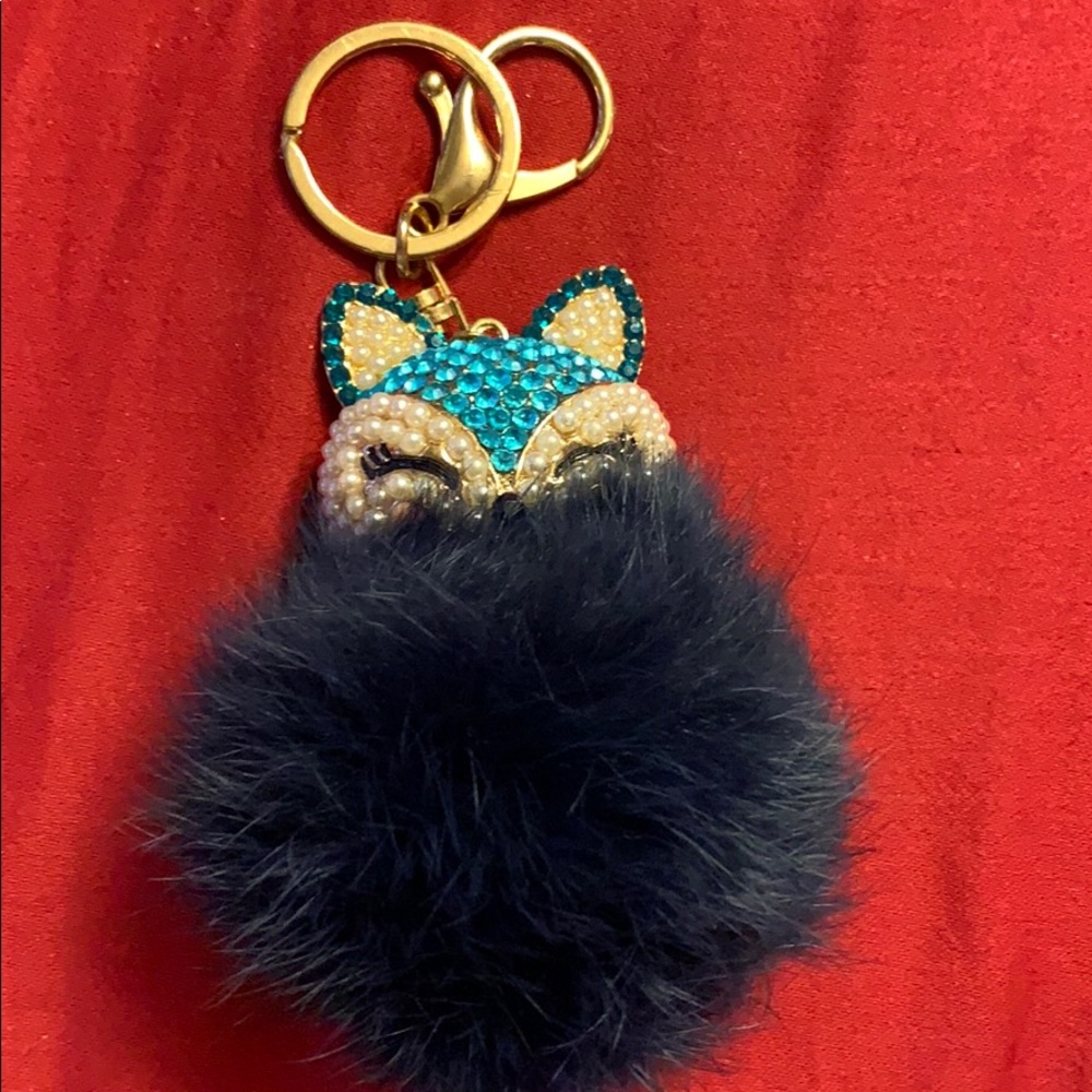 deep blue rabbit cat key chain